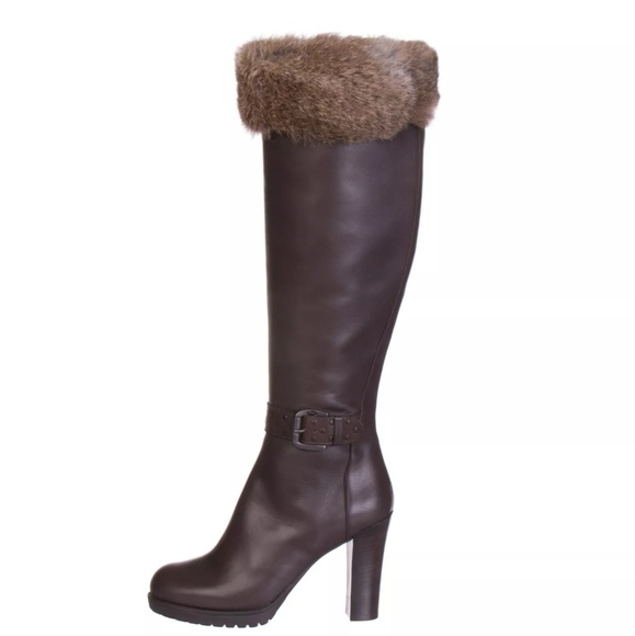 NEW ALBERTO GUARDIANI Leather/Rabbit Boots